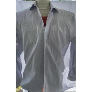 DKNY Men’s Dress Shirt XL Slim Fit Long Sleeve Button Front Collared Cotton Blen